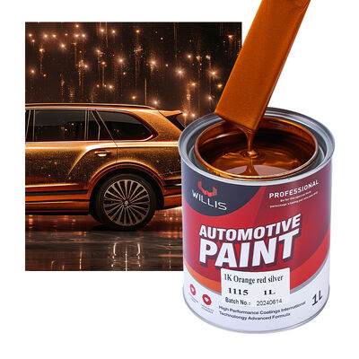 Orange Red & Silver 1K Acrylic Paint for Automotive Repair Single-Component Resin Liquid Coating for Cars Factory Supply